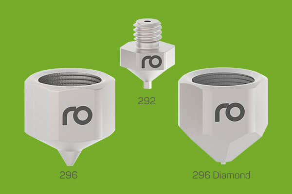 The adhesive application nozzle influences the quality of the cut-off during hot melt application. 