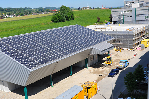 Part of the Robatech photovoltaic installation at the headquarters in Muri