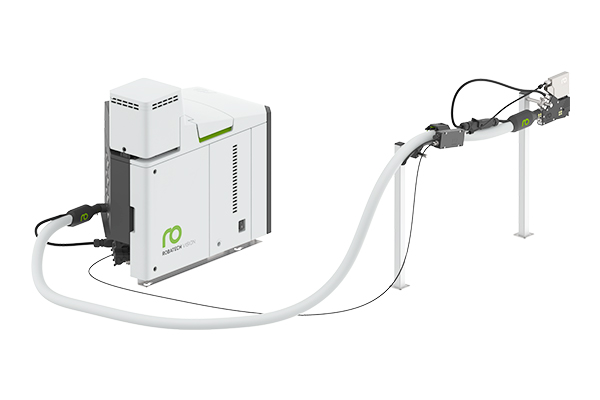 Adhesive application system with Vision adhesive melter, Performa heated hose, and SpeedStar Compact application head