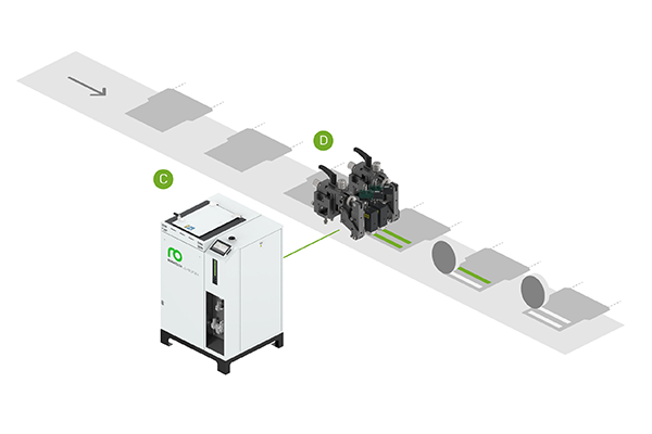 Hot melt adhesive application of two silicone release liners in parallel