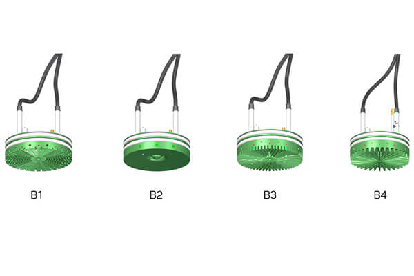 Piatti prementi: alettato (B1), liscio (B2), con alettatura alta (B3), con alettatura per butile (B4)