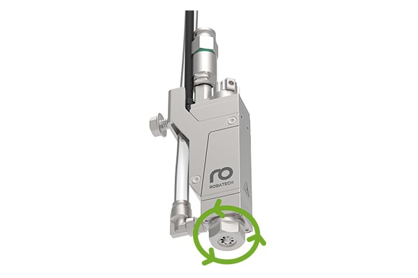 Cabezal pulverizador de cola fría Polaris: boquilla de aplicación roscada para una sustitución rápida.